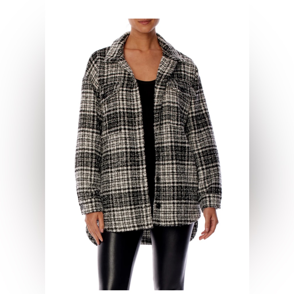 Lblc The Label Monochrome Plaid Teddy Jacket
